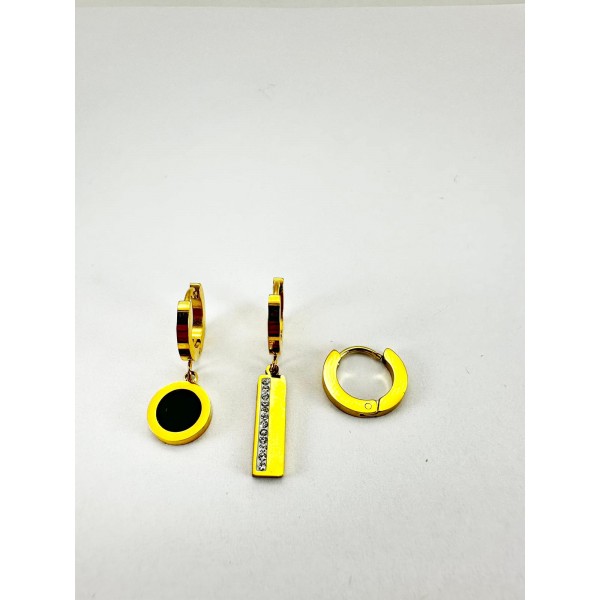 Gold Figürlü Üçlü Küpe